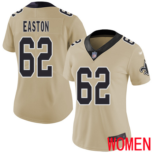 New Orleans Saints Limited Gold Women Nick Easton Jersey NFL Football 62 Inverted Legend Jersey